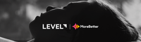 Black and white image of woman sleeping with LEVEL and MoreBetter logos