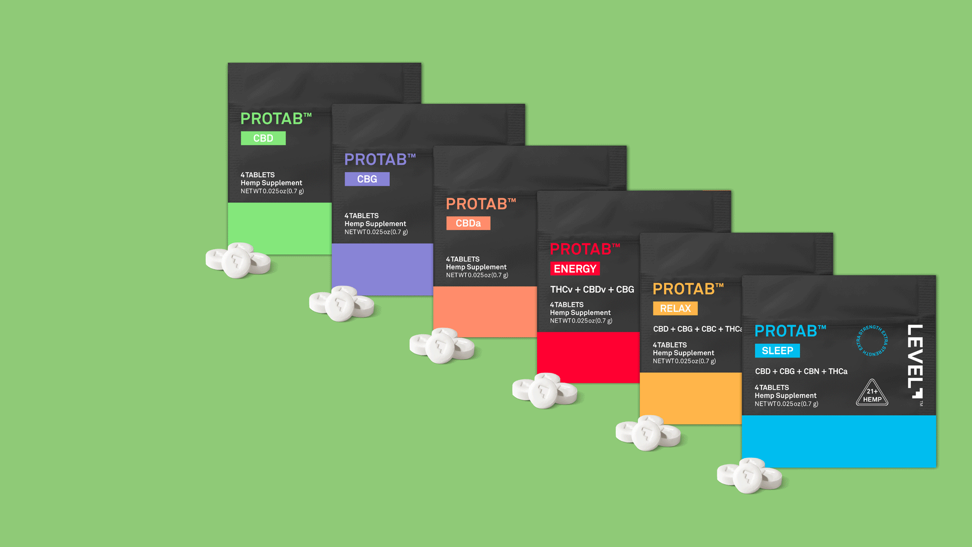 Multiple different trial packs on colorful background