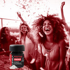 Protab Energy supplement bottle with a woman celebrating in the background