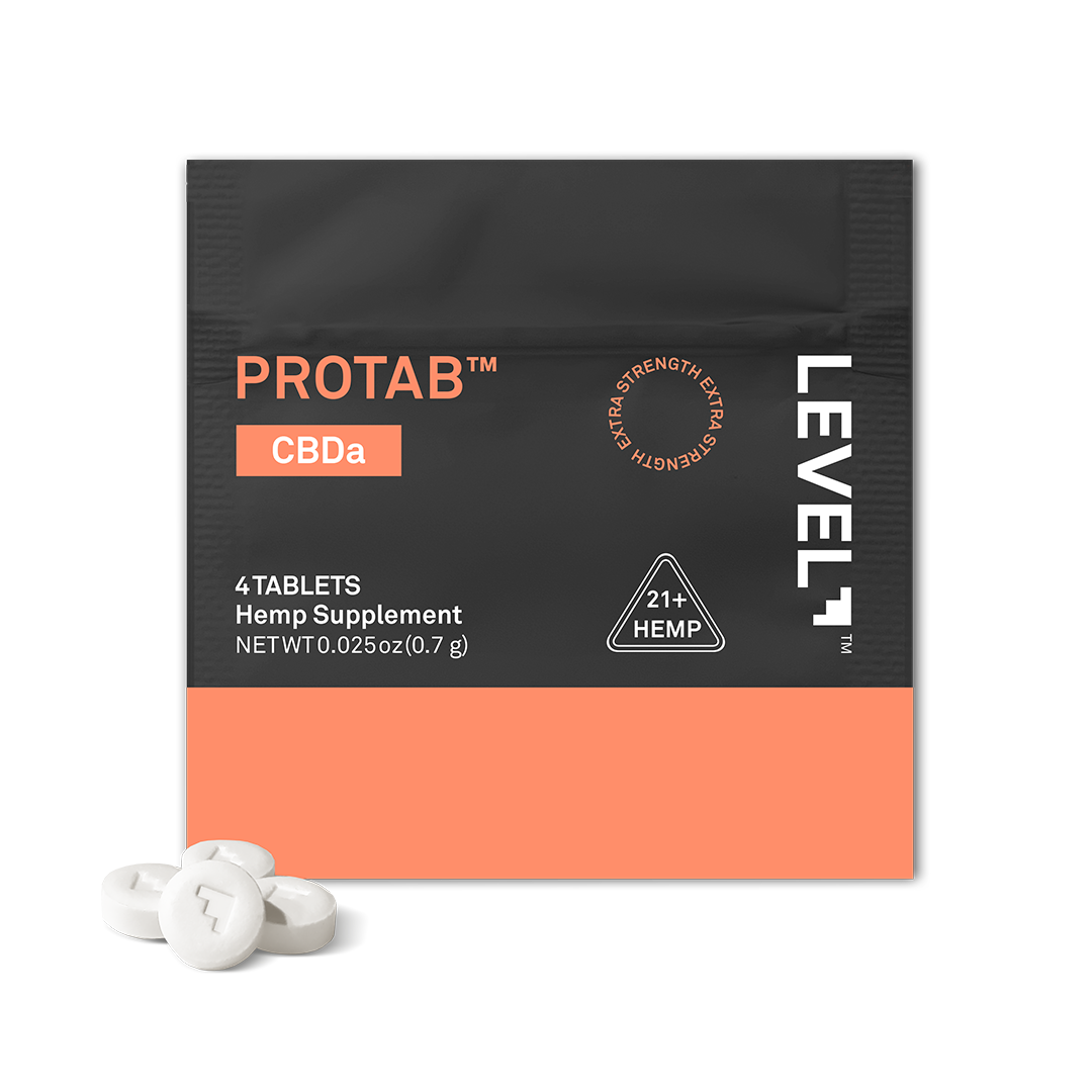 LEVEL Protab CBDa hemp supplement trial size packaging on a white background