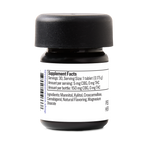 Bottle cap with supplement facts label on a white background